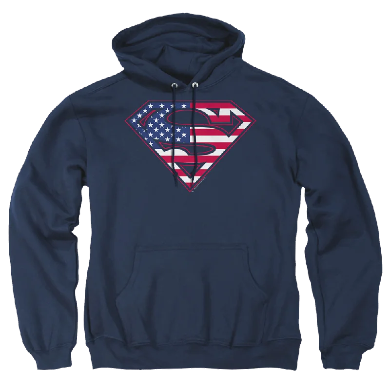 Superman U S Shield - Pullover Hoodie Shirred Sleeve Feminine