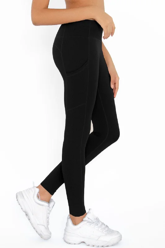 Black Cassi Side Pockets Workout Leggings Yoga Pants - Women Comfortable Classic Yoga Leggings Black Cassi Side Pockets Workout Leggings Yoga Pants - Women Comfortable Classic Yoga Leggings