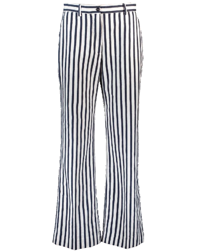 Striped Cropped Trouser Chinos Cotton Straight Leg