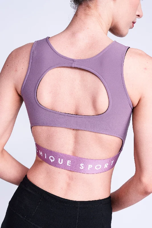 Empower Crop Top in Mink Solid Print Embellished
