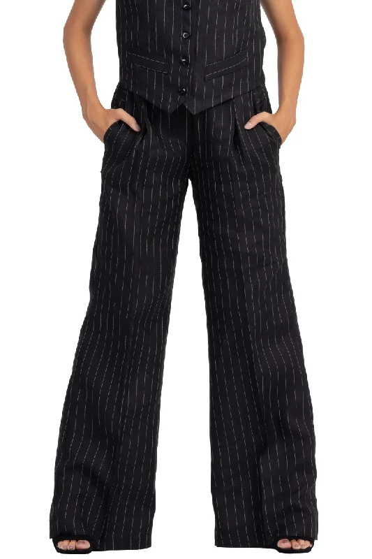 Black Pinstripe Women's Tailored Trousers Trousers Hiking Durable