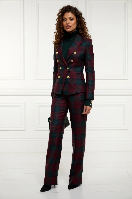 High Waisted Straight Trouser Mulberry Tartan Trousers Favorite Customer