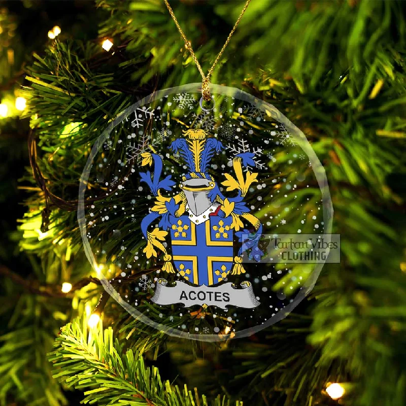 Acotes Irish Clan Christmas Glass Ornament with Coat of Arms Solid Print Jacquard