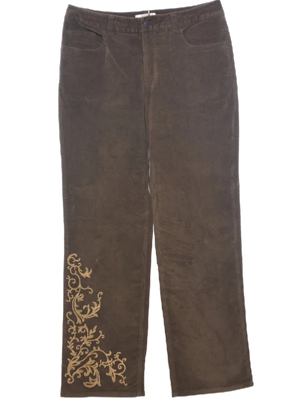Corduroy Fabric Trousers - W29 L29 Chinos Cotton Straight Leg