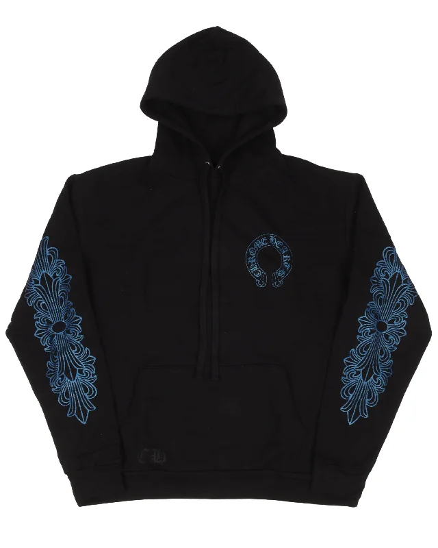 Blue Horseshoe Friends and Family Hoodie Hoodie with Distressed Vintage Worn
