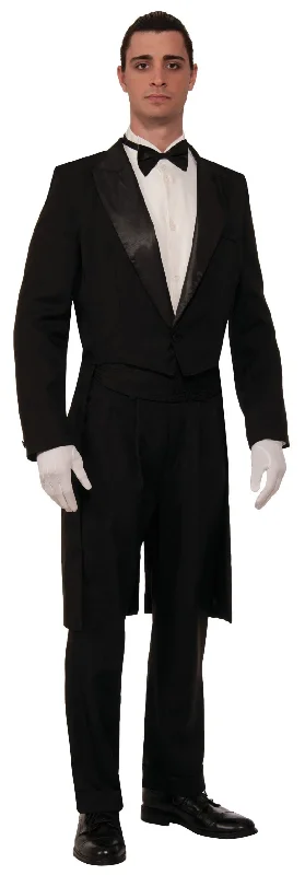 Mens Tuxedo Tailcoat + Trousers Adult Costume Male Halloween Trousers Office Stylish