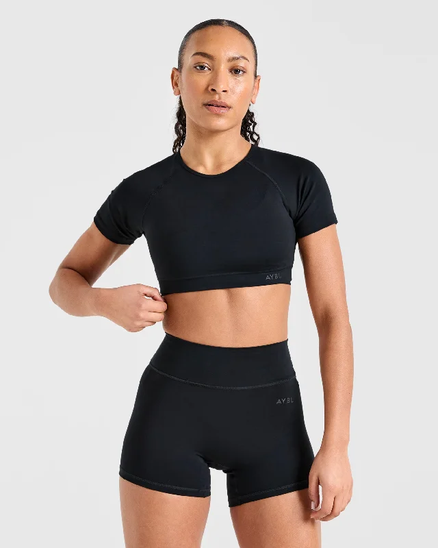 Staple Crop Top - Black Wool Fabric Cashmere Fabric Tweed Fabric