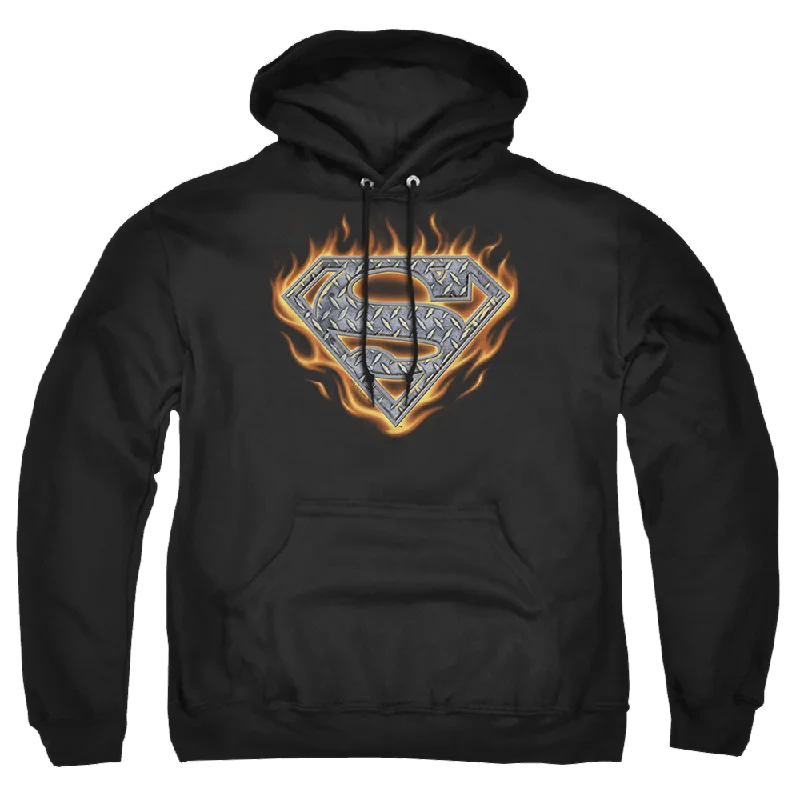 Superman Steel Fire Shield - Pullover Hoodie Chunky Knit Pullover