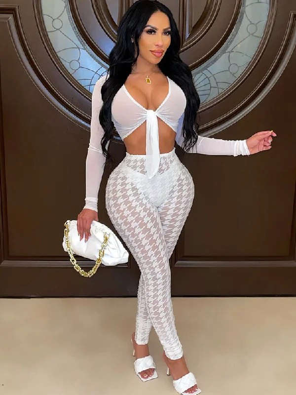 Two Piece Long Sleeve Mesh Crop Top & Bodycon Long Pants Terry Blend Velvet Blend Canvas Blend Two Piece Long Sleeve Mesh Crop Top & Bodycon Long Pants Terry Blend Velvet Blend Canvas Blend