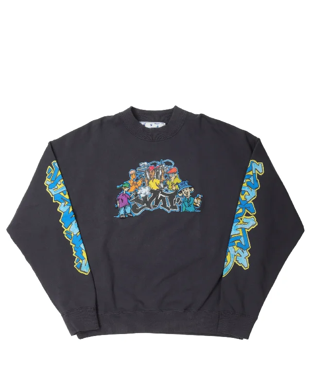 Graphic Crewneck Sweatshirt Hoodie with Elastic Waist Stretchable Comfortable