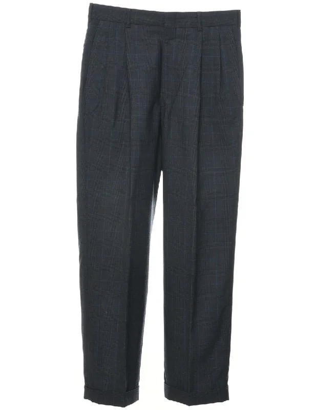 Checked Pattern Trousers - W29 L28 Trousers Summer Linen