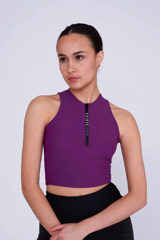 Iconic Crop Top in Berry Knit Fabric Woven Fabric Fleece Fabric