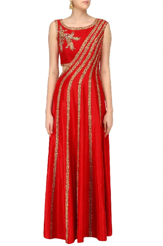 Red Crop Top Skirt Lace Blend Ribbed Blend Corduroy Blend