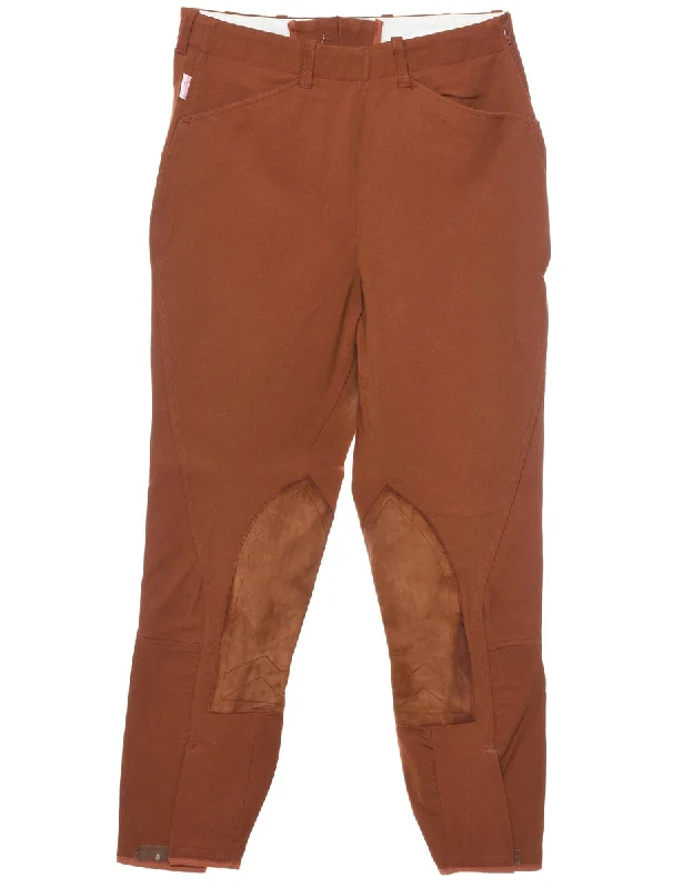Brown Made In The USA Riding Trousers - W26 L24 Trousers Fleece Cozy