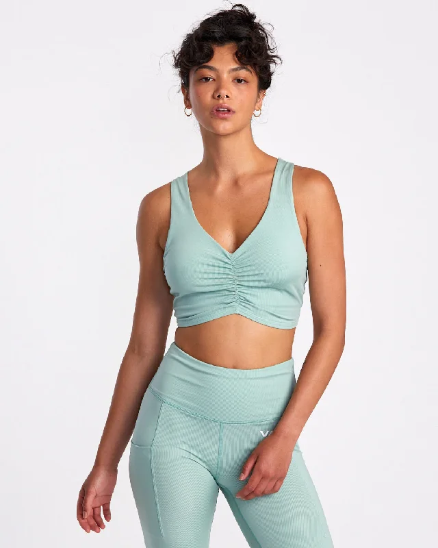 Gathered Front Fitted Crop Top - Green Haze Faux Fur Fabric Real Fur Fabric Shearling Fabric