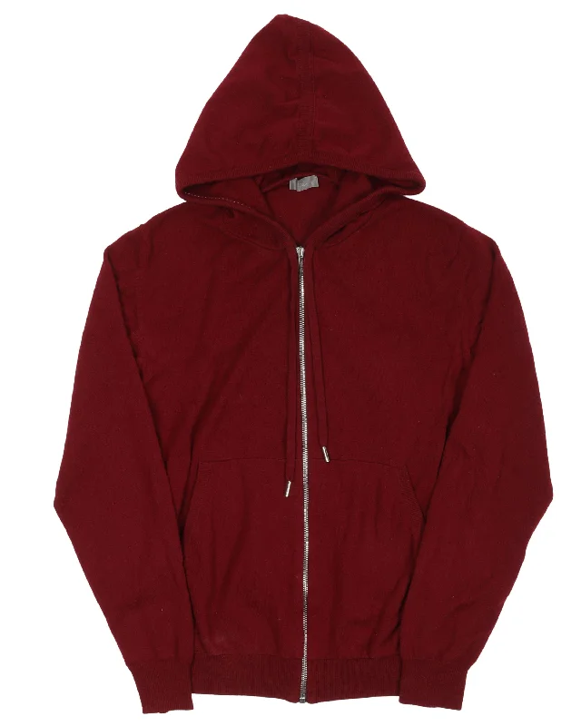 Cashmere Zip Up Sweatshirt Hoodie with Hem Detail Decorative Unique