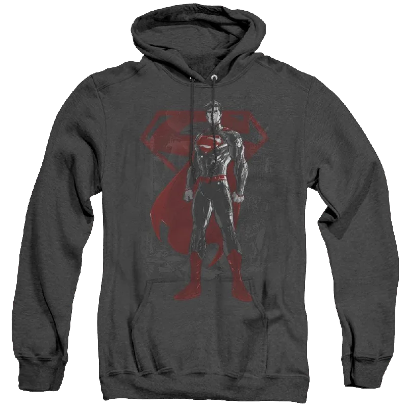 Superman Aftermath - Heather Pullover Hoodie Keyhole Neck Pullover