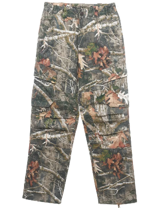 Classic Camouflage Print Cargo Trousers - W26 L32 Trousers Floral Bohemian