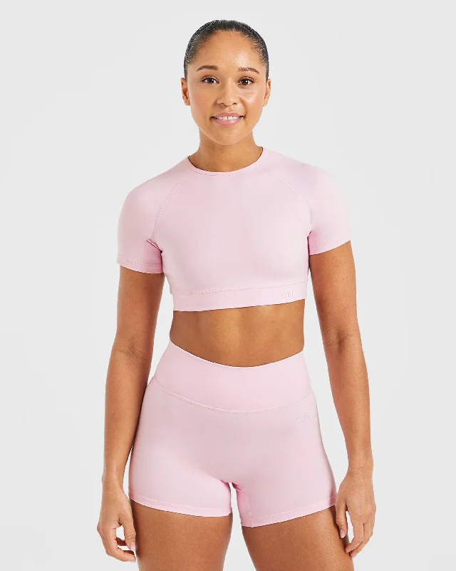 Staple Crop Top - Pastel Pink Polka Dot Checkered Tartan