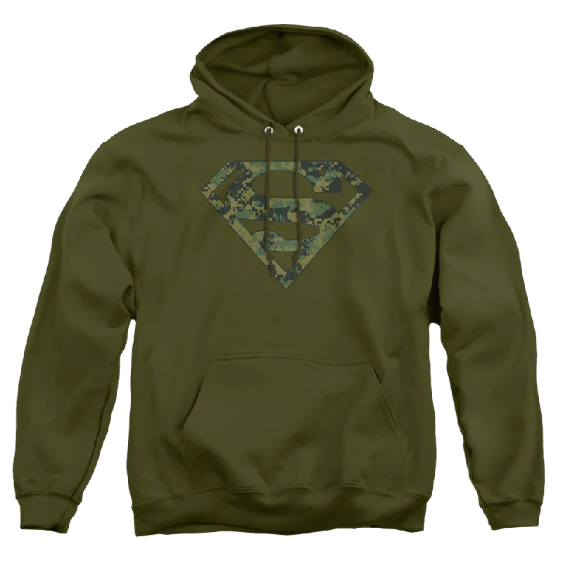 Superman Marine Camo Shield - Pullover Hoodie Faux Fur Trim