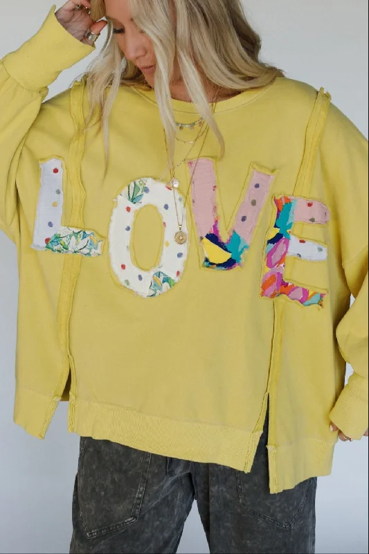 The Love Patch Pullover - Yellow Cap Sleeve Casual