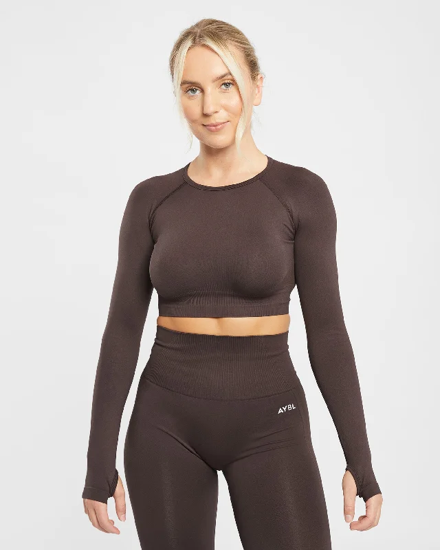Empower Seamless Long Sleeve Crop Top - Cocoa Braun Faux Fur Fabric Real Fur Fabric Shearling Fabric Empower Seamless Long Sleeve Crop Top - Cocoa Braun Faux Fur Fabric Real Fur Fabric Shearling Fabric