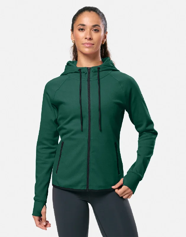 Chill Patch Zip Hoodie in Willow Green Hoodie with Slim Fit Tailored Modern