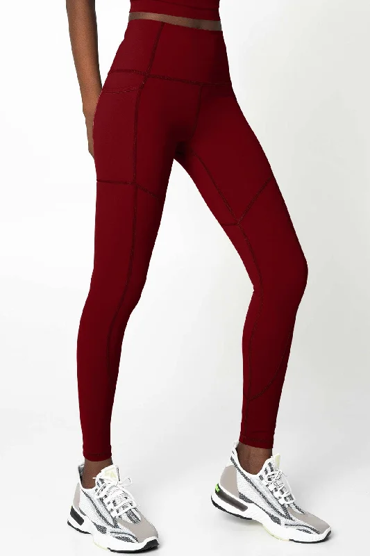 Maroon Red Cassi Three Pockets Workout Leggings Yoga Pants - Women Casual Black Leggings Maroon Red Cassi Three Pockets Workout Leggings Yoga Pants - Women Casual Black Leggings