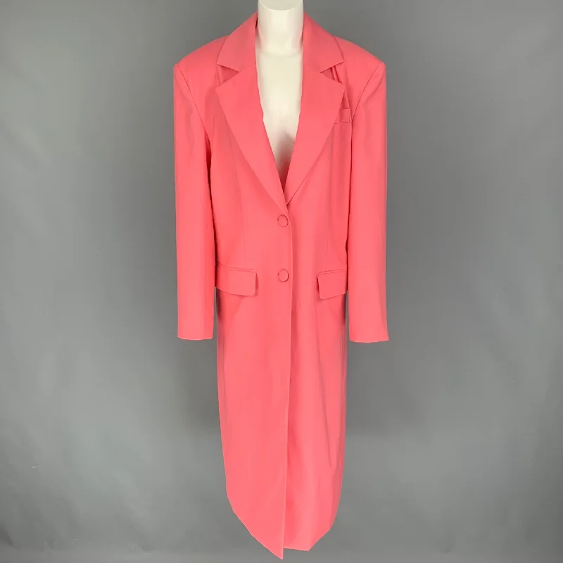 ATOIR Size 8 Pink Solid Notch Lapel Coat Herringbone Houndstooth Plaid