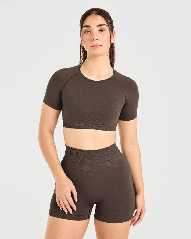 Power Seamless Crop Top - Chestnut Braun Modern Contemporary Chic