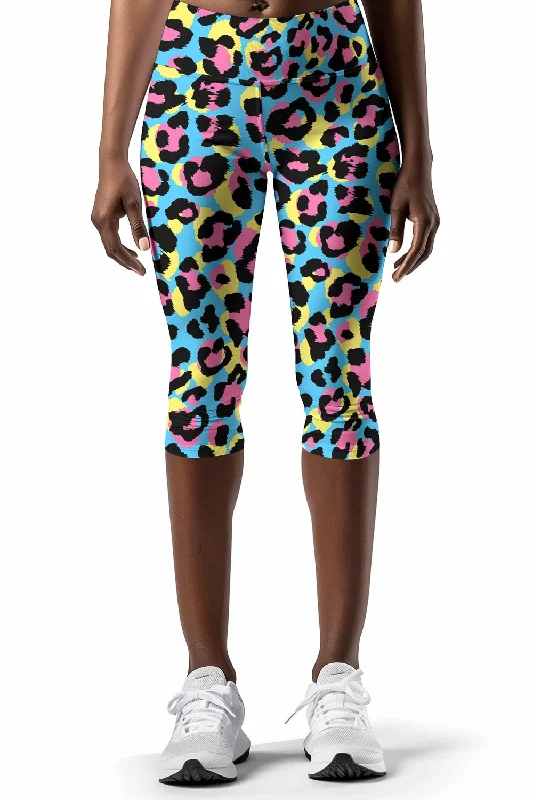 Chica Bomb Ellie Blue Leopard Performance Yoga Capri Leggings - Women Fashionable Plus-Size Activewear Chica Bomb Ellie Blue Leopard Performance Yoga Capri Leggings - Women Fashionable Plus-Size Activewear