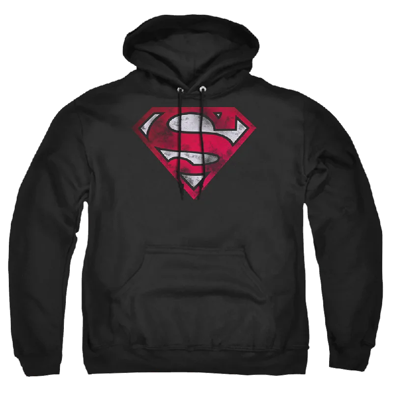 Superman War Torn Shield - Pullover Hoodie Flutter Sleeve Feminine