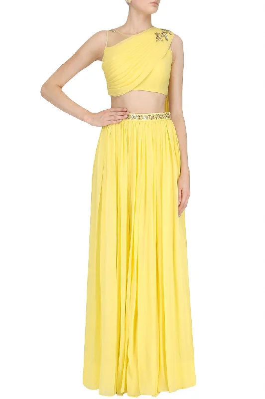 Crop Top Skirt With Drape Dupatta Chenille Blend Fleece Blend Nylon Blend