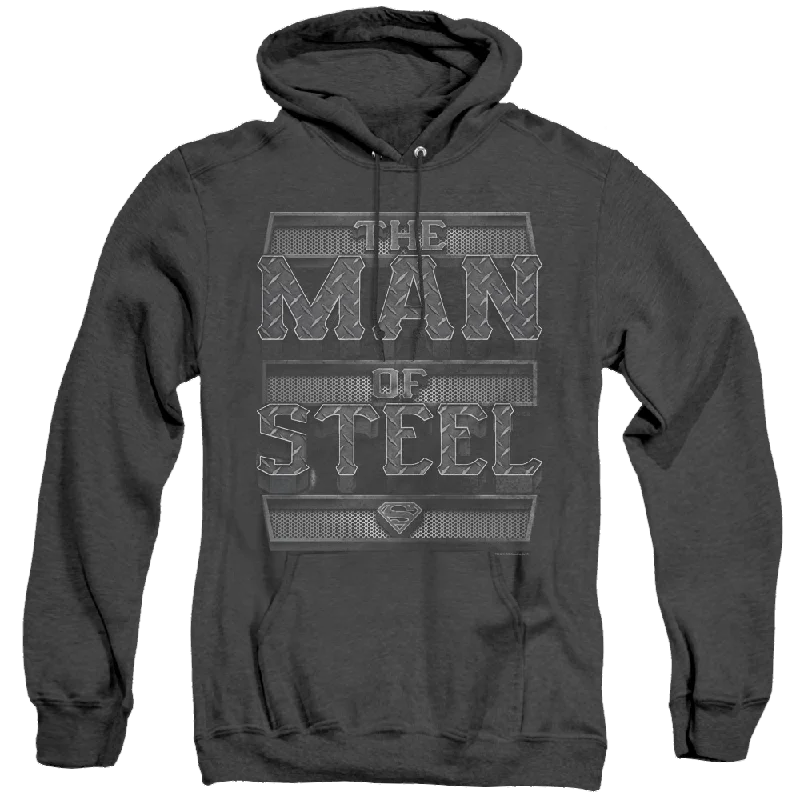 Superman Steel Text - Heather Pullover Hoodie Alpaca Blend Soft