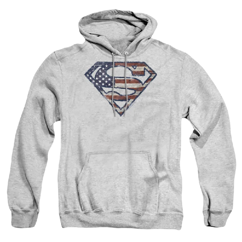 Superman Wartorn Flag - Pullover Hoodie Gathered Sleeve Pullover