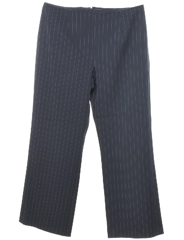 Casual Navy Pinstriped Trousers - W34 L29 Trousers Capri Summer