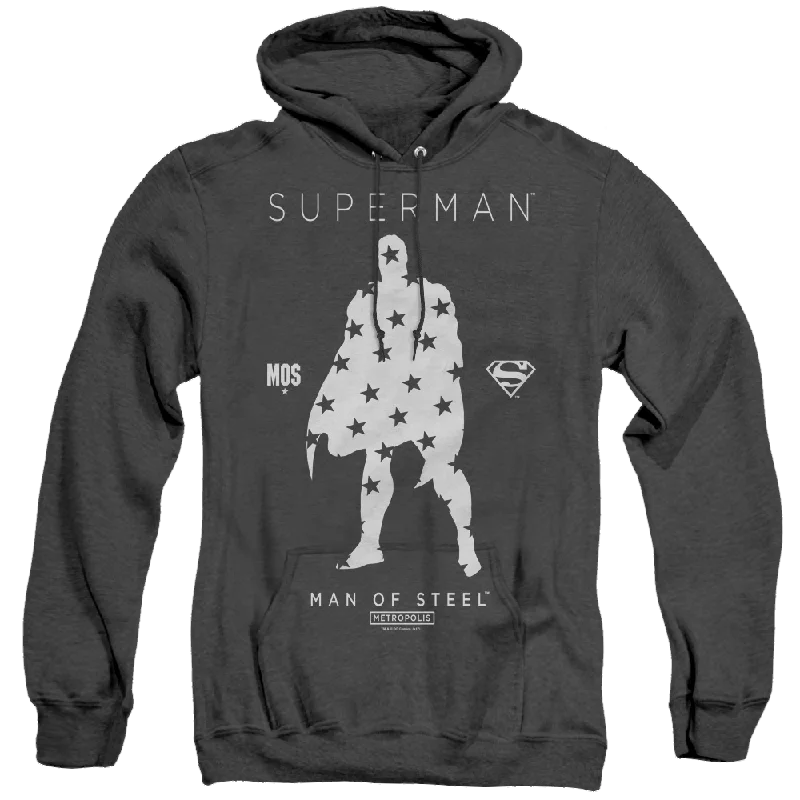 Superman Star Silhouette - Heather Pullover Hoodie Cold Shoulder Design