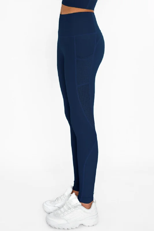 Navy Blue Cassi Mesh Pockets Workout Leggings Yoga Pants - Women Trendy Black Mesh Leggings Navy Blue Cassi Mesh Pockets Workout Leggings Yoga Pants - Women Trendy Black Mesh Leggings