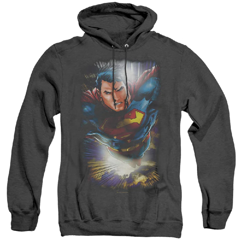 Superman In The Sky - Heather Pullover Hoodie Solo Sleeve Pullover