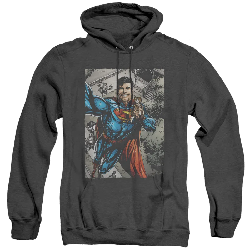 Superman Super Selfie - Heather Pullover Hoodie One Shoulder Top