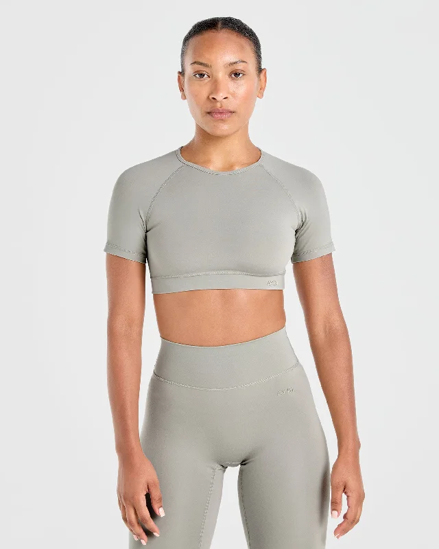 Staple Crop Top - Washed Olive Fashionable Trendy Casual