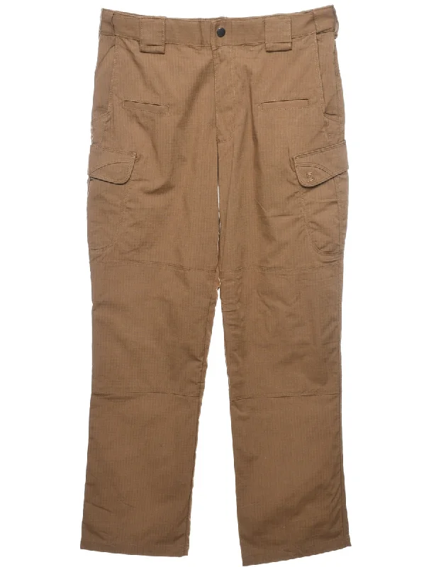 Brown Striped Cargo Trousers - W34 L32 Trousers Lace Delicate
