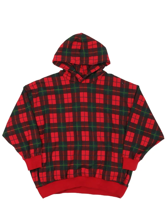 Plaid Hoodie Hoodie with Embroidery Detailed Premium