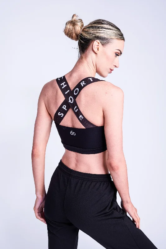 Fierce X Crop Top in Black Chenille Fabric Brocade Fabric Lace Fabric