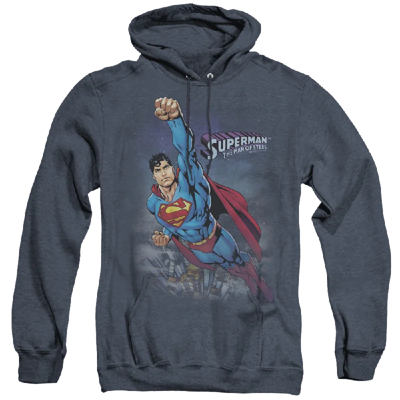 Superman Twilight Flight - Heather Pullover Hoodie Turtleneck Warm Pullover