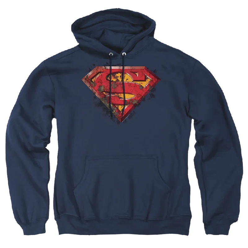 Superman Rusted Shield - Pullover Hoodie Asymmetrical Hem Sweater