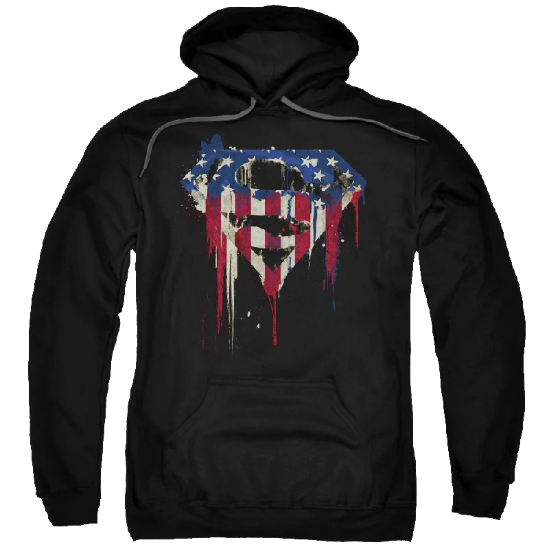 Superman Bleeding Shield - Pullover Hoodie Textured Knit Design