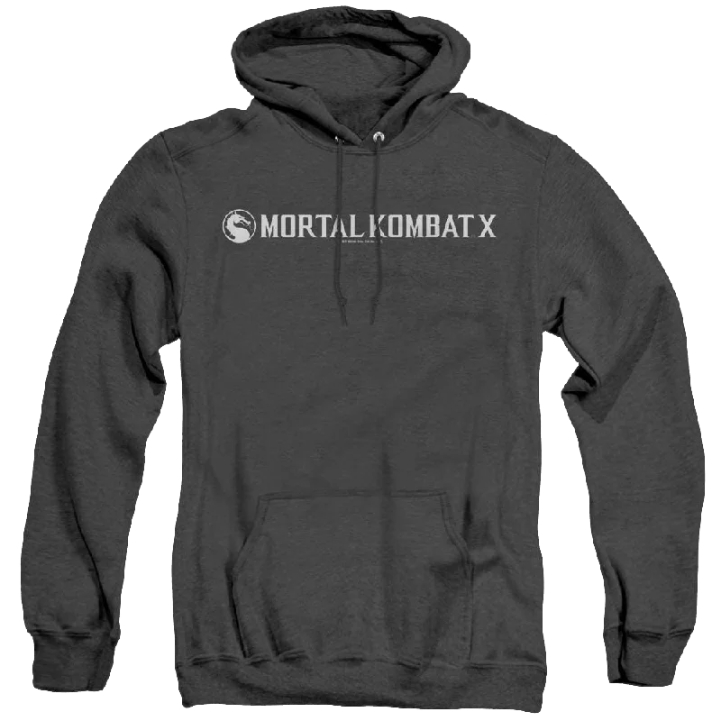 Mortal Kombat Horizontal Logo - Heather Pullover Hoodie Long Sleeve Pullover