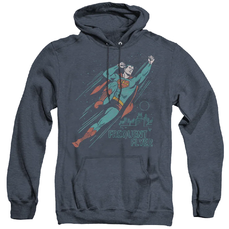 Superman Frequent Flyer - Heather Pullover Hoodie Open Front Cardigan