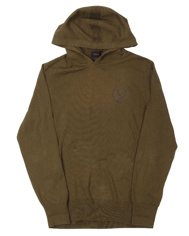 Logo Knit Hoodie Hoodie with Stripes Bold Sporty